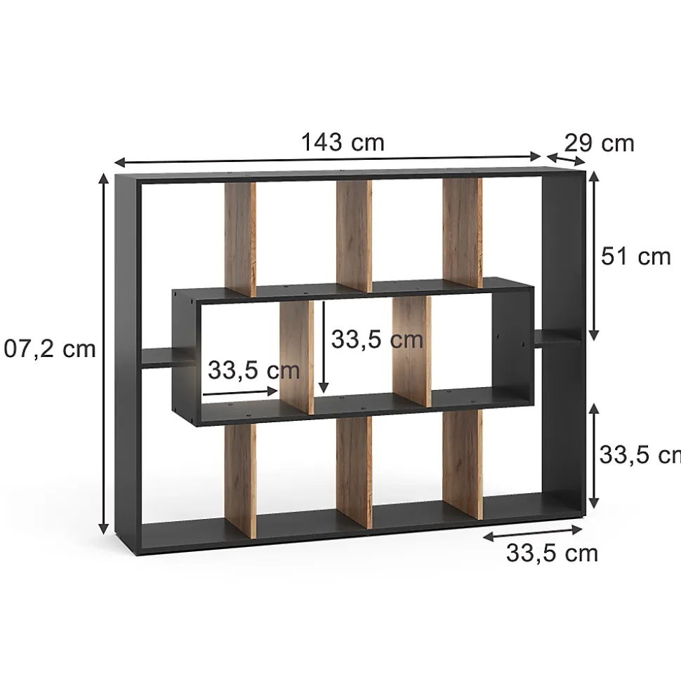 Vicco Meuble de rangement cube Anthracite/chêne doré 107.2x143cm
