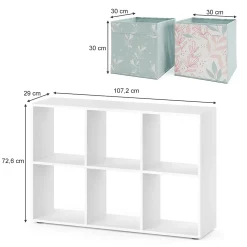 Vicco Meuble de rangement cube Blanc 72x107.8cm avec 4 boxes pliants opt.2