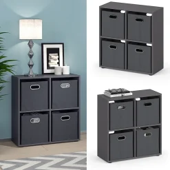 Vicco Meuble de rangement cube Gris 72x72.6cm