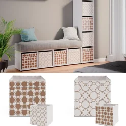 Vicco Meuble de rangement Blanc 142.5x36.2cm avec 2 boxes pliants opt.1