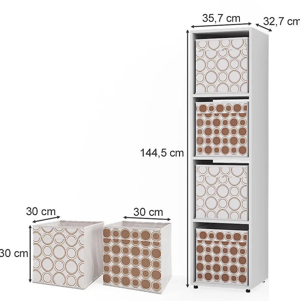 Vicco Meuble de rangement Blanc 142.5x36.2cm avec 2 boxes pliants opt.1
