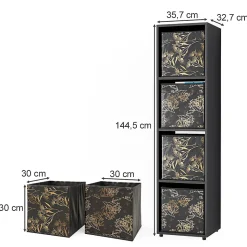 Vicco Meuble de rangement Noir 142.5x36.2cm avec 2 boxes pliants opt.1