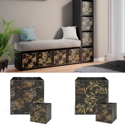Vicco Meuble de rangement Noir 142.5x36.2cm avec 2 boxes pliants opt.1
