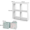 Vicco Meuble de rangement cube Blanc 72.6x72cm avec 4 boîtes pliantes opt.1