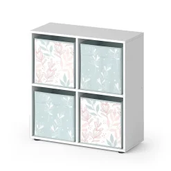 Vicco Meuble de rangement cube Blanc 72.6x72cm avec 4 boîtes pliantes opt.1