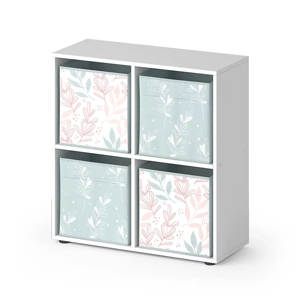 Vicco Meuble de rangement cube Blanc 72.6x72cm avec 4 boîtes pliantes opt.1