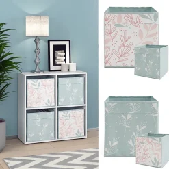 Vicco Meuble de rangement cube Blanc 72.6x72cm avec 4 boîtes pliantes opt.1