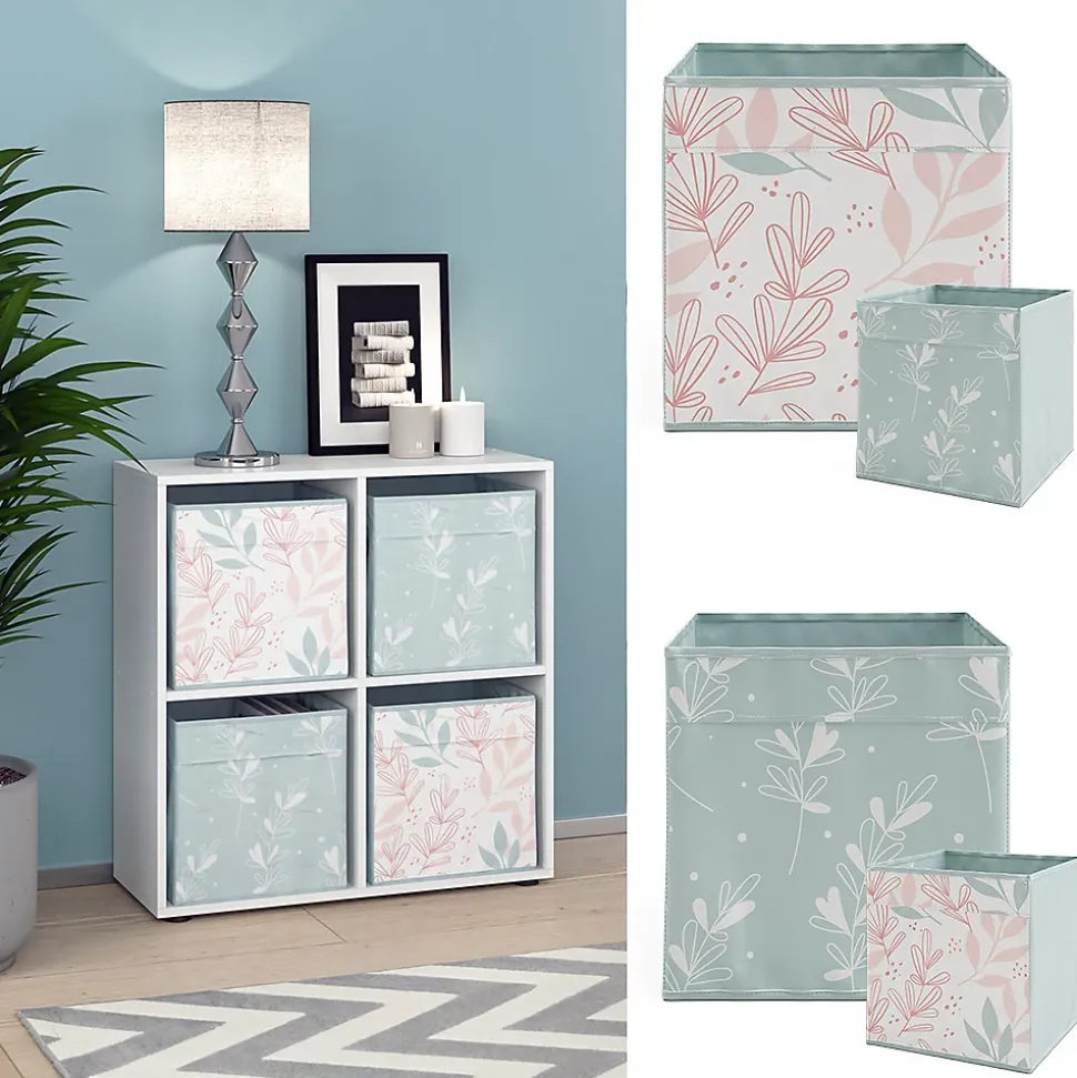 Vicco Meuble de rangement cube Blanc 72.6x72cm avec 4 boîtes pliantes opt.1
