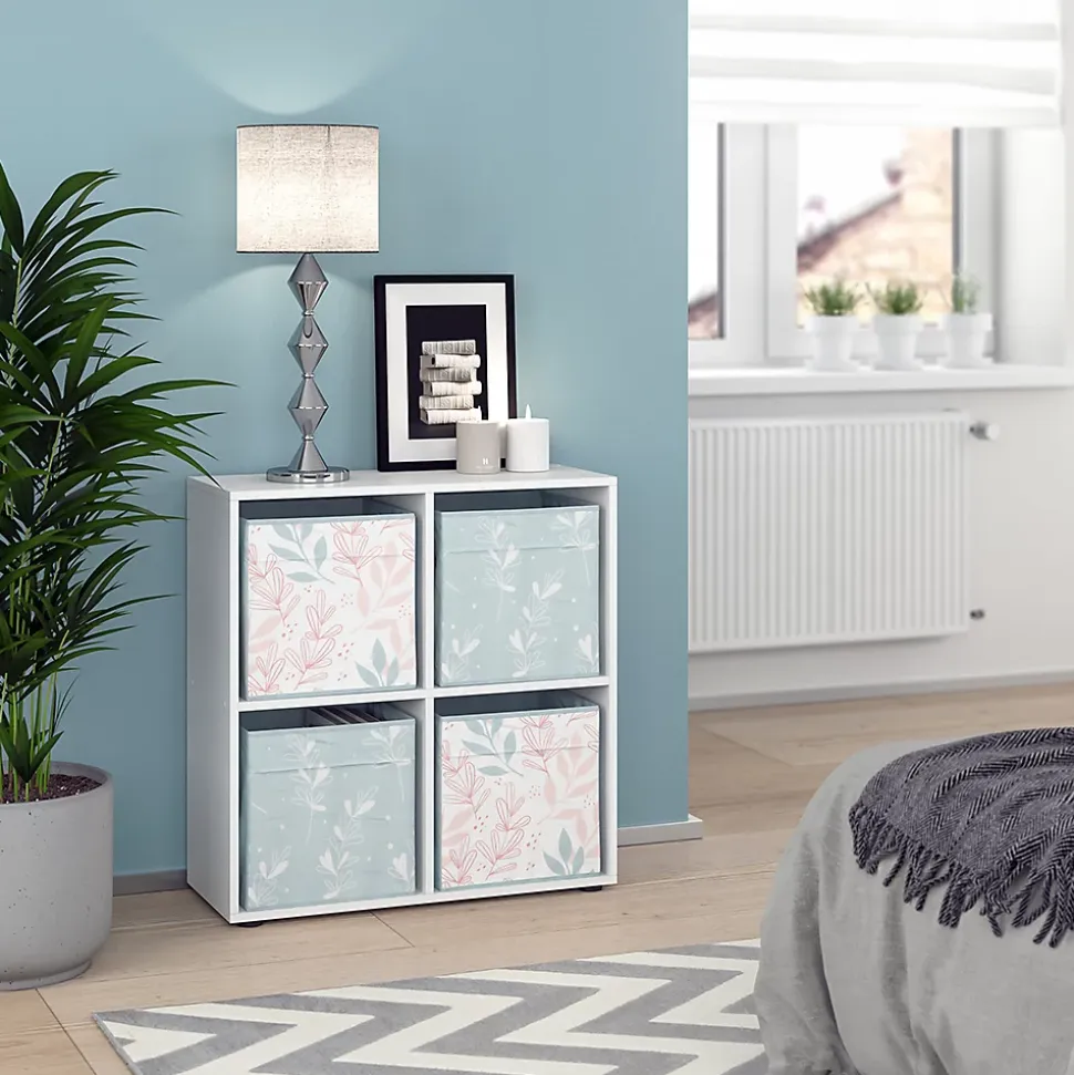 Vicco Meuble de rangement cube Blanc 72.6x72cm avec 4 boîtes pliantes opt.1