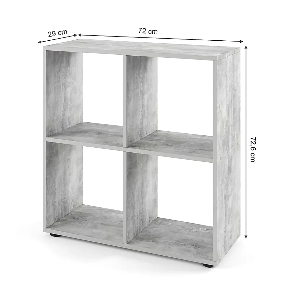 Vicco Meuble de rangement cube Béton 72.6x72cm
