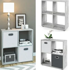 Vicco Meuble de rangement cube Béton 72.6x72cm