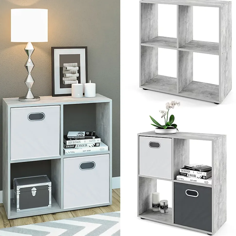 Vicco Meuble de rangement cube Béton 72.6x72cm
