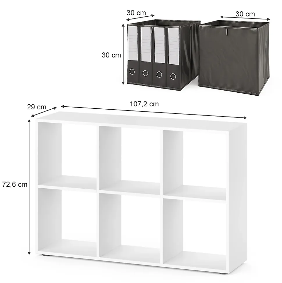 Vicco Meuble de rangement cube Blanc 72x107.8cm avec 2 boxes pliants