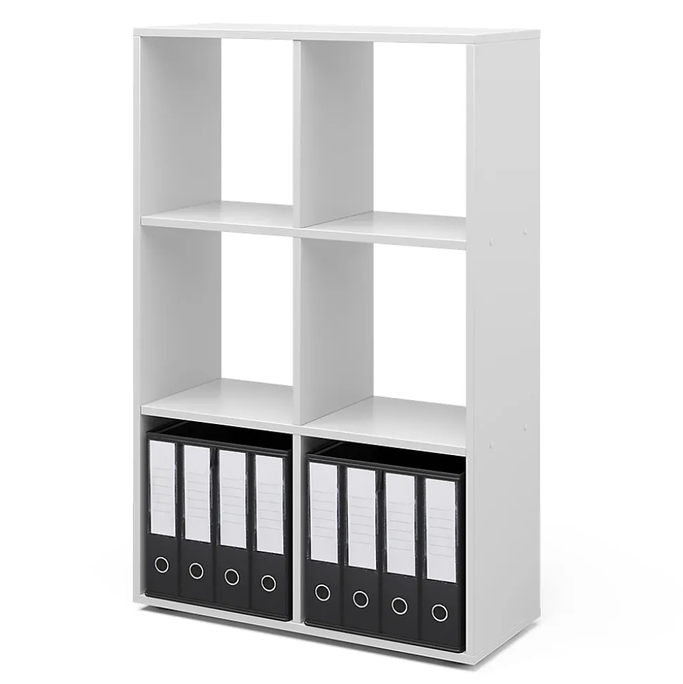 Vicco Meuble de rangement cube Blanc 72x107.8cm avec 2 boxes pliants