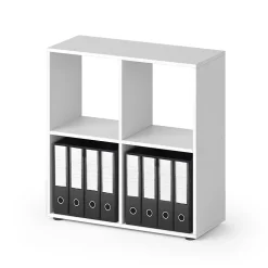 Vicco Meuble de rangement cube Blanc 72.6x72cm avec 2 boxes pliants