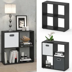 Vicco Meuble de rangement cube Noir 72.6x72cm