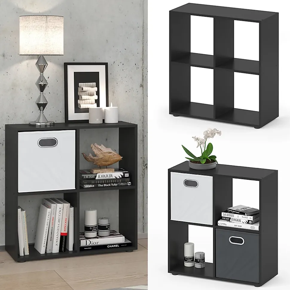 Vicco Meuble de rangement cube Noir 72.6x72cm