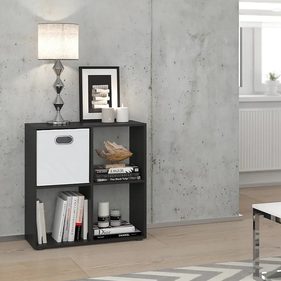 Vicco Meuble de rangement cube Noir 72.6x72cm