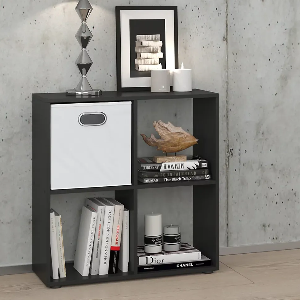 Vicco Meuble de rangement cube Noir 72.6x72cm