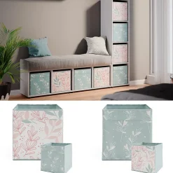 Vicco Meuble de rangement Blanc 142.5x36.2cm avec 2 boxes pliants opt.2