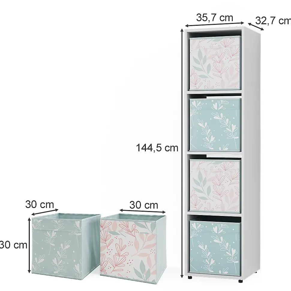 Vicco Meuble de rangement Blanc 142.5x36.2cm avec 2 boxes pliants opt.2