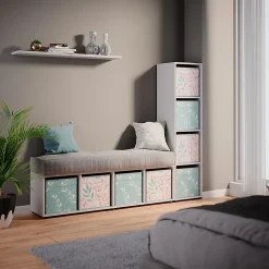 Vicco Meuble de rangement Blanc 142.5x36.2cm avec 2 boxes pliants opt.2