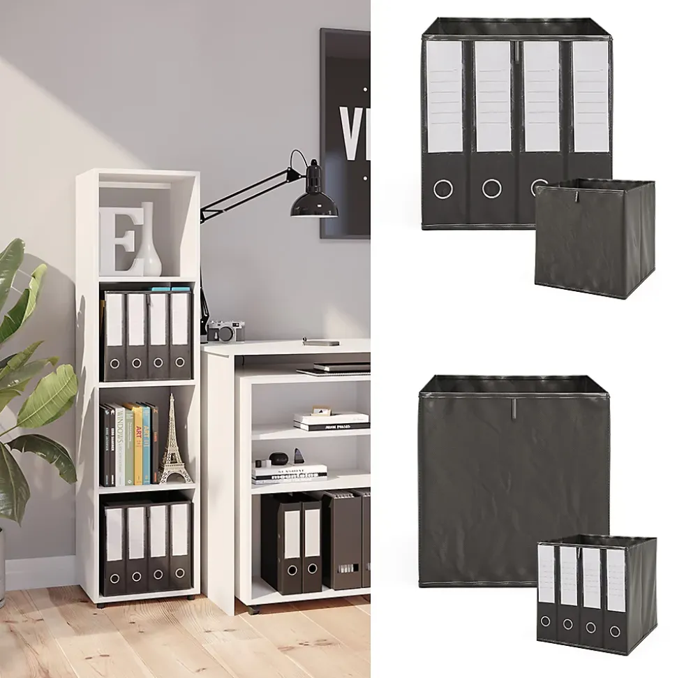 Vicco Meuble de rangement Blanc 142.5x36.2cm avec 2 boxes pliants opt.3