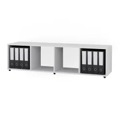 Vicco Meuble de rangement Blanc 142.5x36.2cm avec 2 boxes pliants opt.3