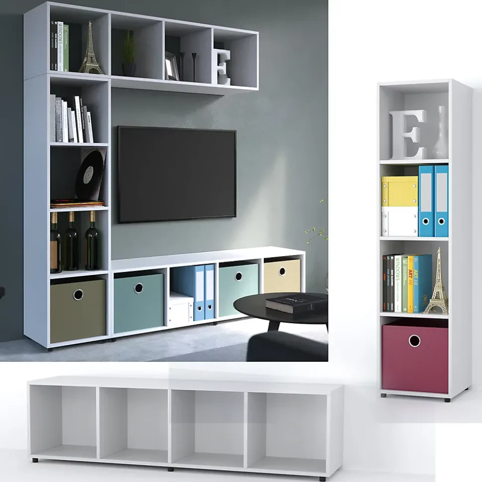 Vicco Meuble de rangement cube Blanc 142.5x36.2cm