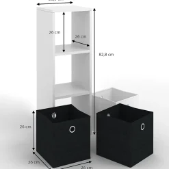 Vicco Meuble de rangement cube Blanc 28.4x82.8cm