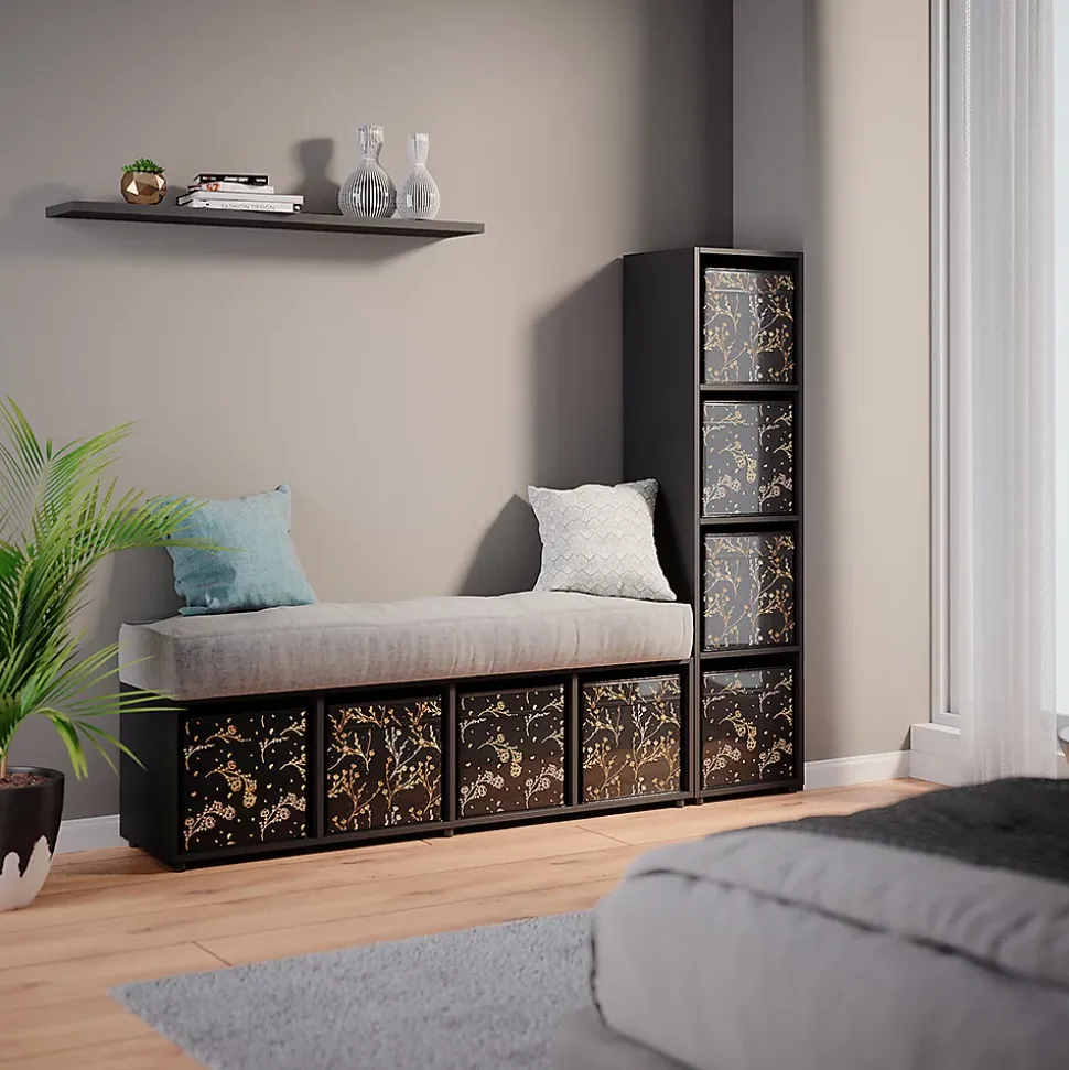 Vicco Meuble de rangement Noir 142.5x36.2cm avec 2 boxes pliants opt.2
