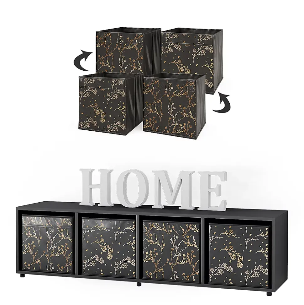 Vicco Meuble de rangement Noir 142.5x36.2cm avec 2 boxes pliants opt.2