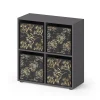 Vicco Meuble de rangement cube Noir 72.6x72cm avec 4 boîtes pliantes opt.1