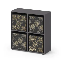 Vicco Meuble de rangement cube Noir 72.6x72cm avec 4 boîtes pliantes opt.1