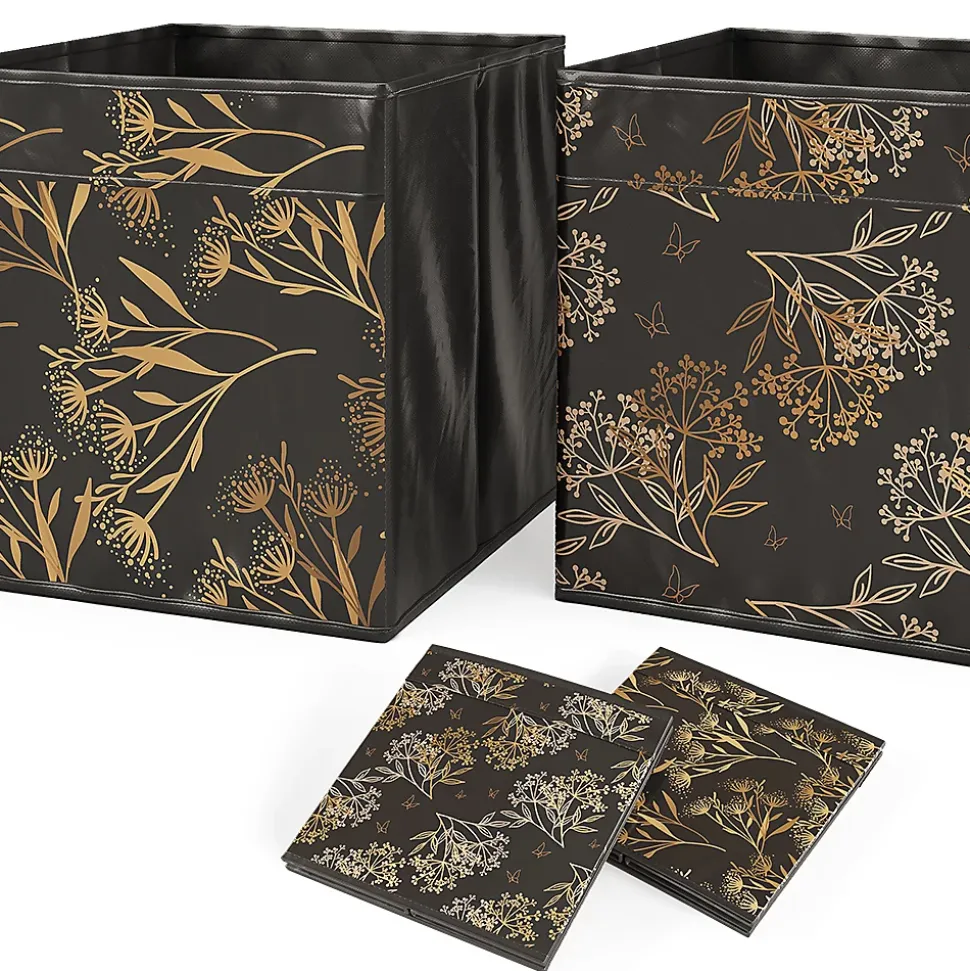 Vicco Meuble de rangement cube Noir 72.6x72cm avec 4 boîtes pliantes opt.1