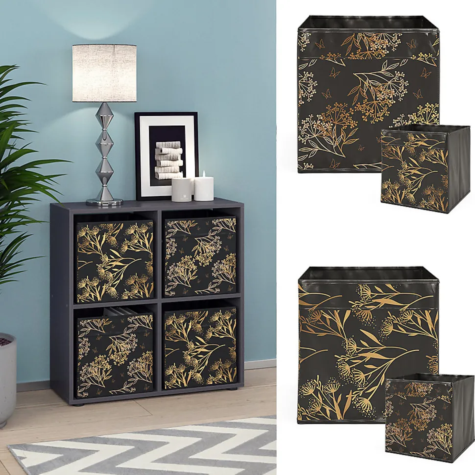 Vicco Meuble de rangement cube Noir 72.6x72cm avec 4 boîtes pliantes opt.1