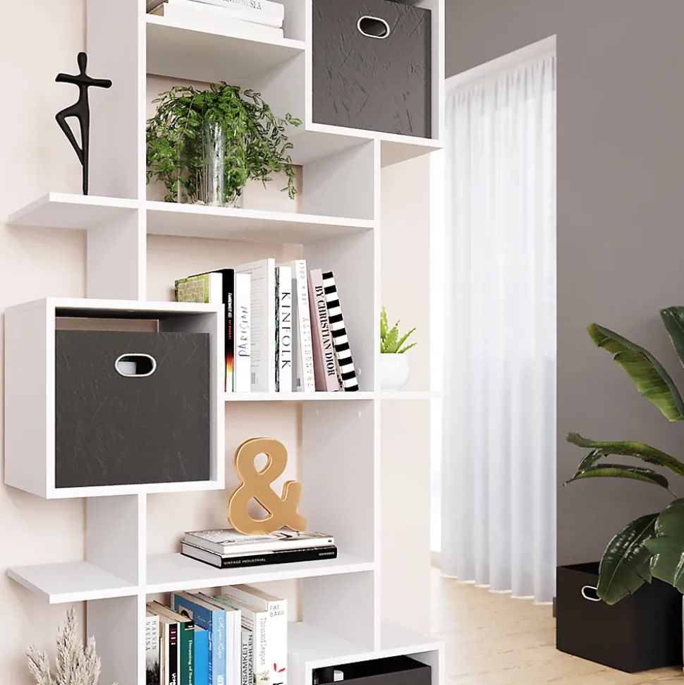 Vicco Meuble de rangement cube Blanc 92x187.7cm avec 2 boîtes pliantes