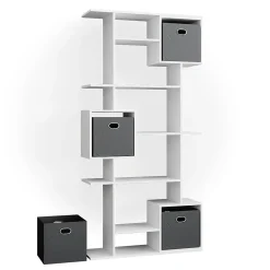 Vicco Meuble de rangement cube Blanc 92x187.7cm avec 2 boîtes pliantes