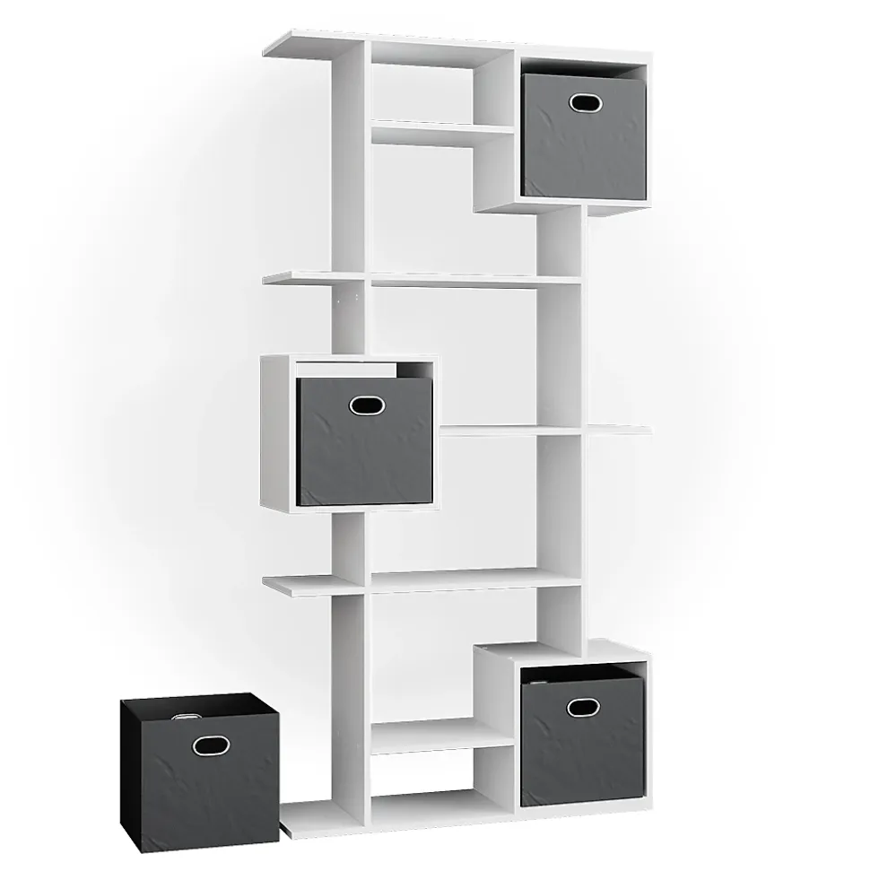 Vicco Meuble de rangement cube Blanc 92x187.7cm avec 2 boîtes pliantes