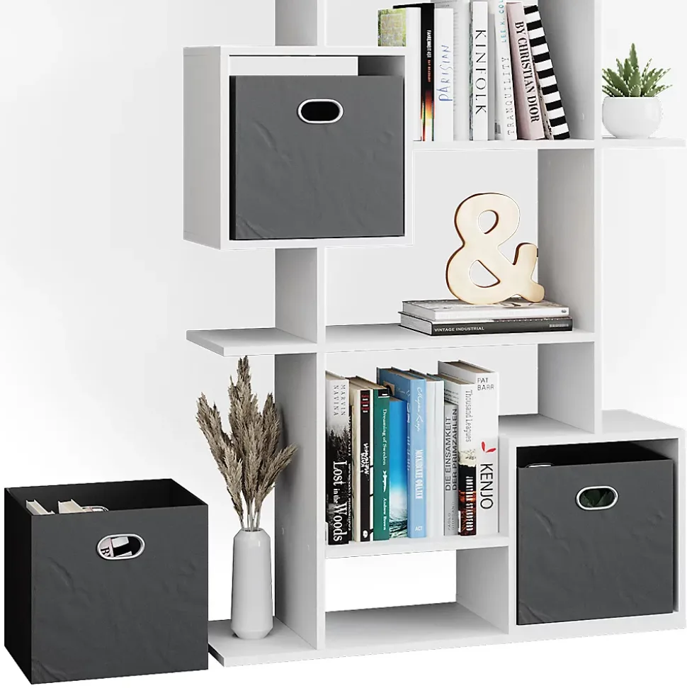 Vicco Meuble de rangement cube Blanc 92x187.7cm avec 2 boîtes pliantes