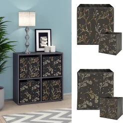 Vicco Meuble de rangement cube Noir 72.6x72cm avec 4 boxes pliants opt.2