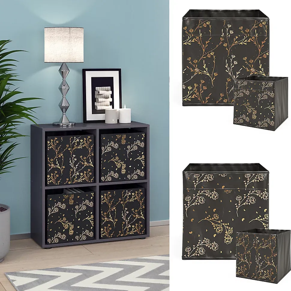 Vicco Meuble de rangement cube Noir 72.6x72cm avec 4 boxes pliants opt.2