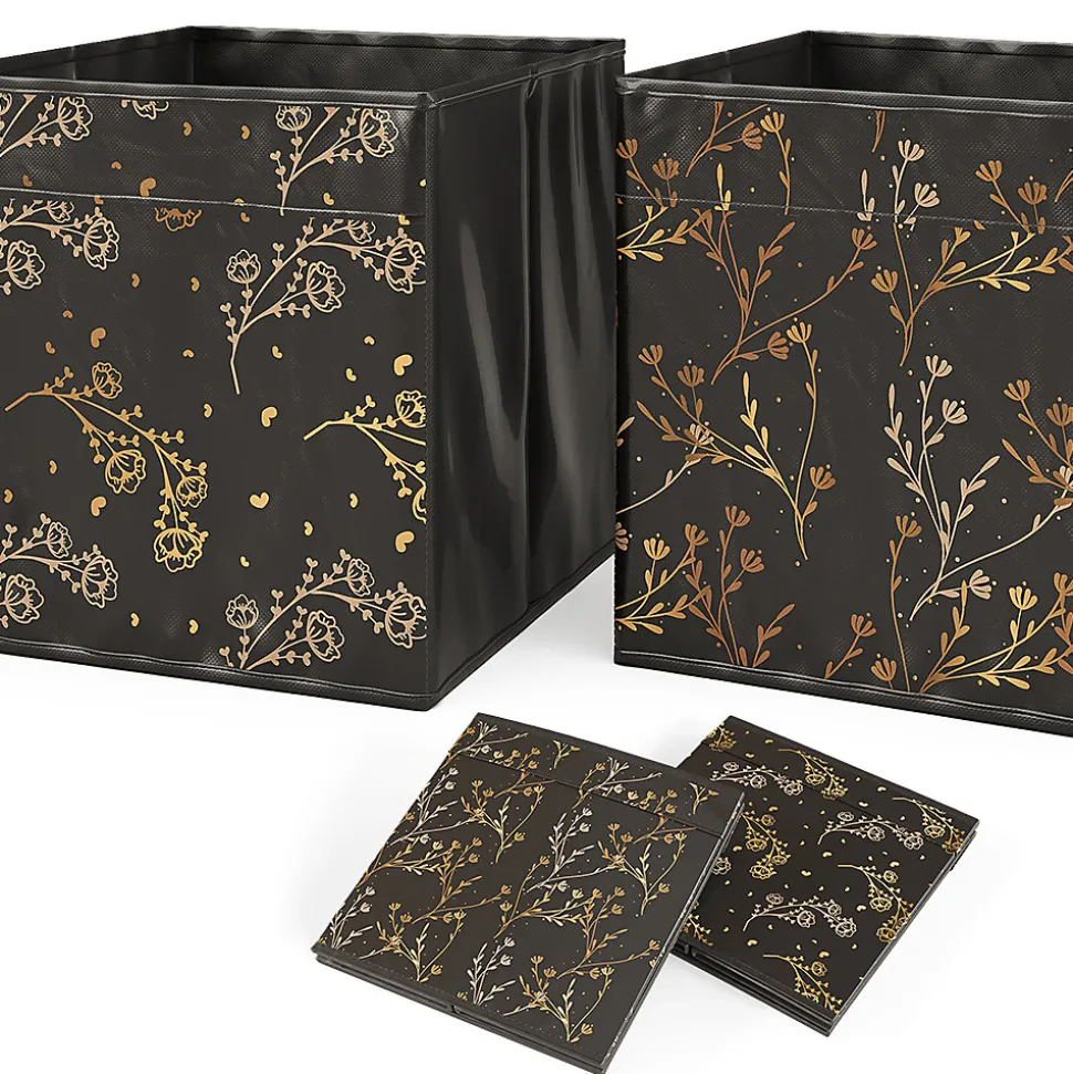Vicco Meuble de rangement cube Noir 72.6x72cm avec 4 boxes pliants opt.2