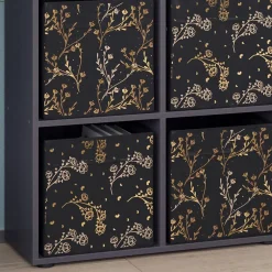 Vicco Meuble de rangement cube Noir 72.6x72cm avec 4 boxes pliants opt.2
