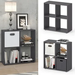 Vicco Meuble de rangement cube Gris 72.6x72cm