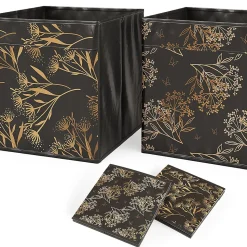 Vicco Meuble de rangement cube Noir 104x108cm avec 4 boîtes pliantes opt.1