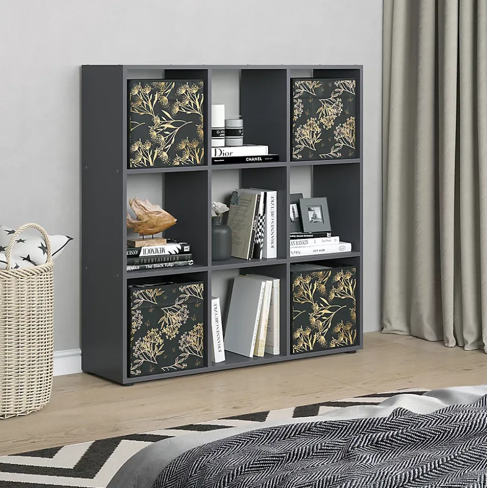 Vicco Meuble de rangement cube Noir 104x108cm avec 4 boîtes pliantes opt.1