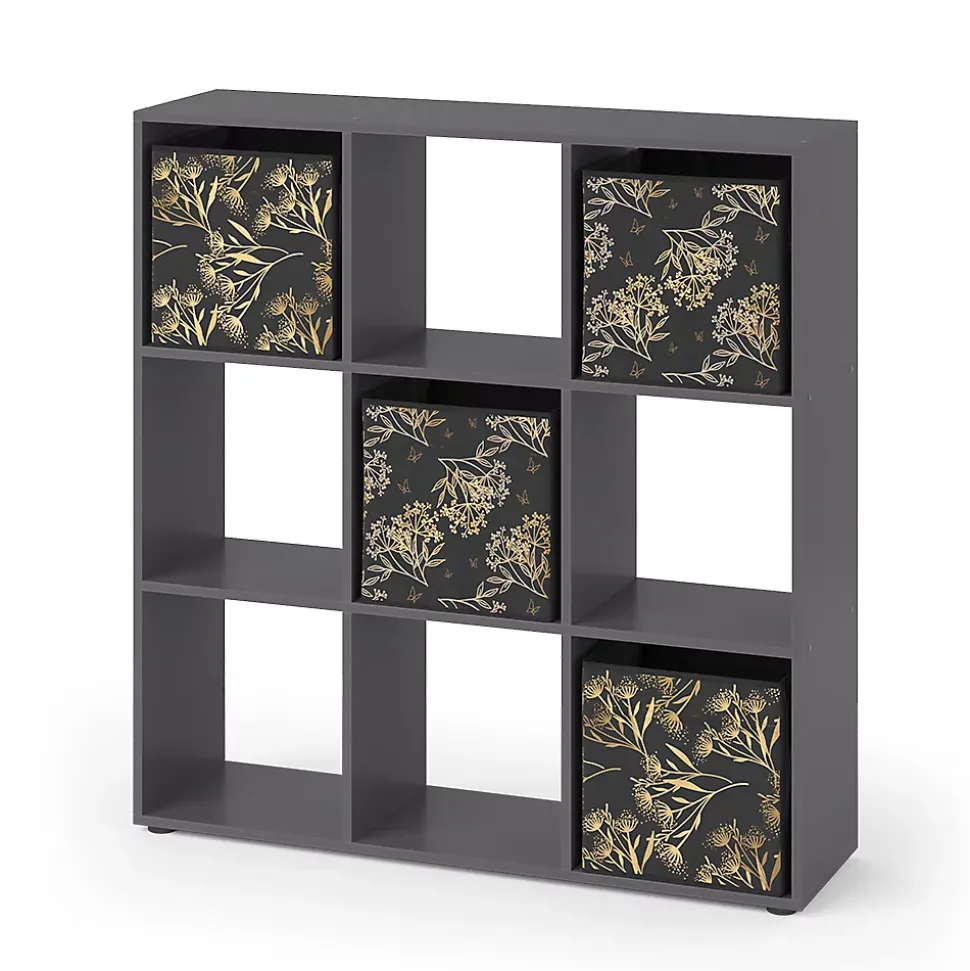 Vicco Meuble de rangement cube Noir 104x108cm avec 4 boîtes pliantes opt.1