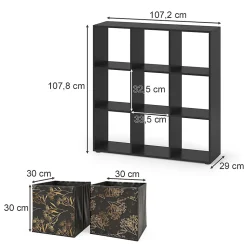 Vicco Meuble de rangement cube Noir 104x108cm avec 4 boîtes pliantes opt.1