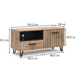 Vicco Meuble tv Marron 100.2x48.5cm avec tiroir et porte